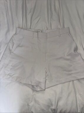 Abercrombie & Fitch White Crepe High-Waist Tailored Shorts
